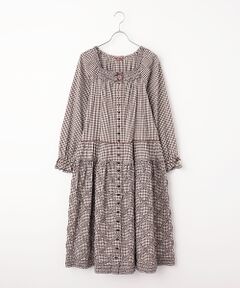 PINK HOUSE / ピンクハウス ロング・マキシ丈ワンピース | ギンガムチェックフリル使いミディワンピース