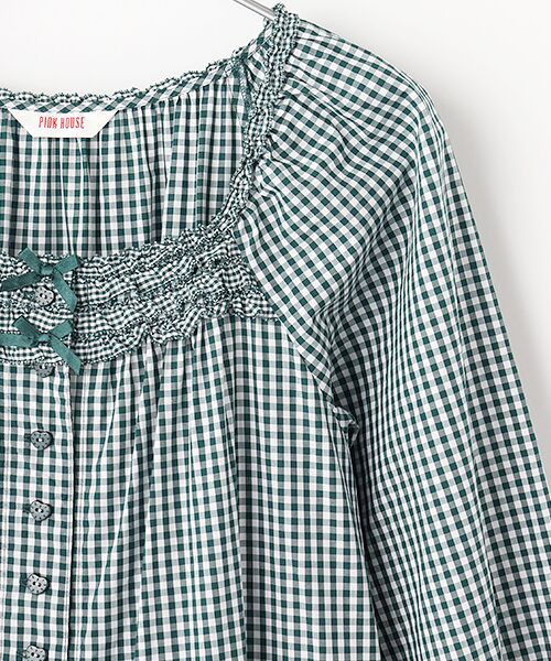 PINK HOUSE / ピンクハウス ロング・マキシ丈ワンピース | ギンガムチェックフリル使いミディワンピース | 詳細4