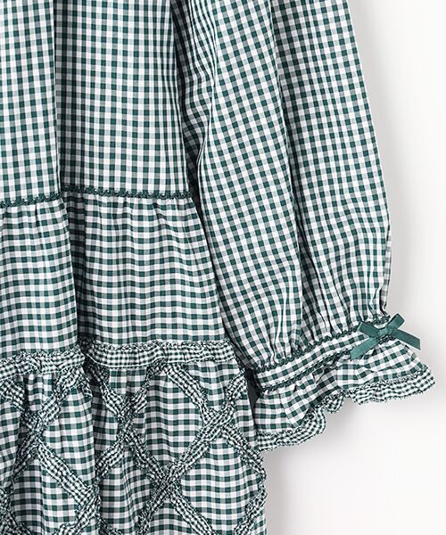 PINK HOUSE / ピンクハウス ロング・マキシ丈ワンピース | ギンガムチェックフリル使いミディワンピース | 詳細5