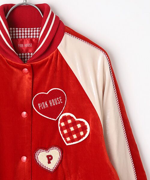 PINK HOUSE / ピンクハウス ブルゾン | ハートワッペン使いベロアブルゾン | 詳細4