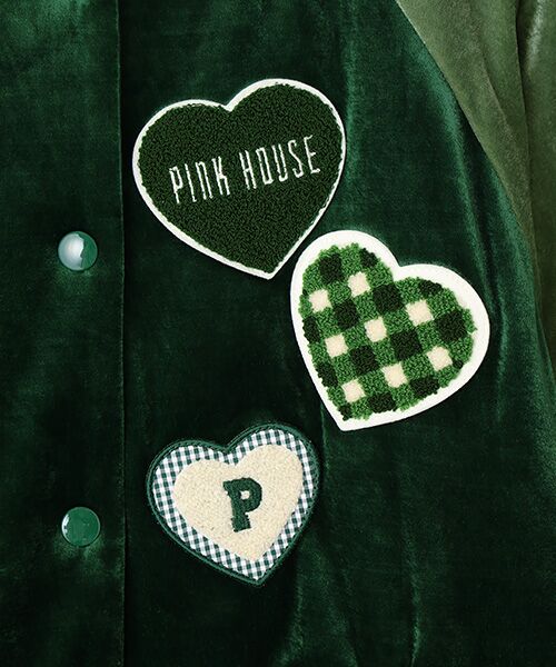 PINK HOUSE / ピンクハウス ブルゾン | ハートワッペン使いベロアブルゾン | 詳細10