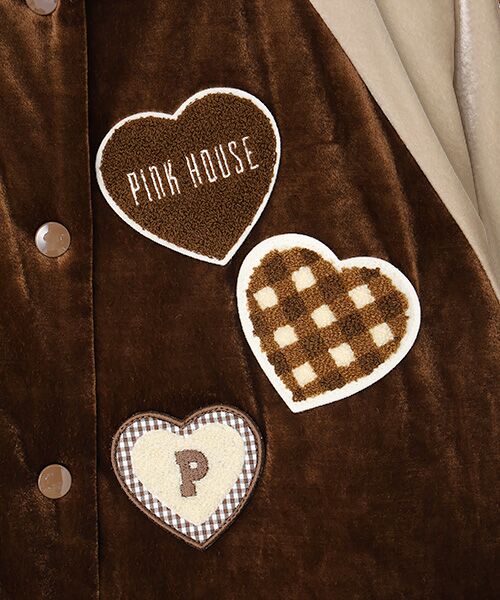 PINK HOUSE / ピンクハウス ブルゾン | ハートワッペン使いベロアブルゾン | 詳細12
