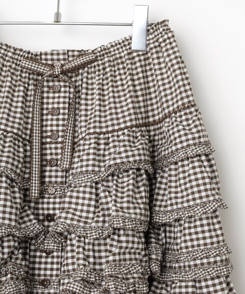 PINK HOUSE / ピンクハウス ロング・マキシ丈スカート | ギンガムチェックフリルスカート | 詳細5