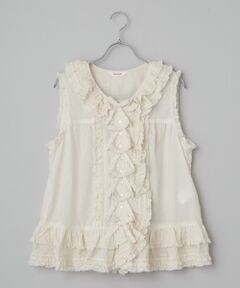 PINK HOUSE / ピンクハウス ベスト | リボンモチーフいっぱいローンベスト