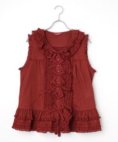 PINK HOUSE / ピンクハウス ベスト | リボンモチーフいっぱいローンベスト