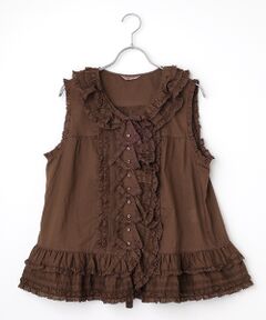 PINK HOUSE / ピンクハウス ベスト | リボンモチーフいっぱいローンベスト