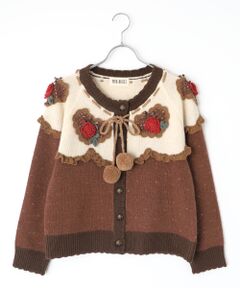 PINK HOUSE / ピンクハウス カーディガン・ボレロ | ハートモチーフ使いヨークニットカーディガン