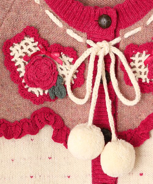 PINK HOUSE / ピンクハウス カーディガン・ボレロ | ハートモチーフ使いヨークニットカーディガン | 詳細2