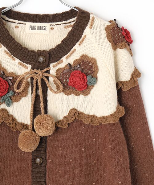 PINK HOUSE / ピンクハウス カーディガン・ボレロ | ハートモチーフ使いヨークニットカーディガン | 詳細5