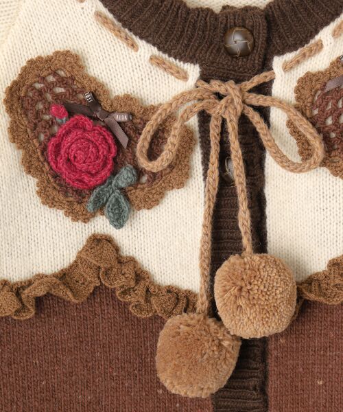 PINK HOUSE / ピンクハウス カーディガン・ボレロ | ハートモチーフ使いヨークニットカーディガン | 詳細7