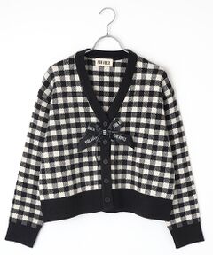 ギンガムチェックニットカーディガン
