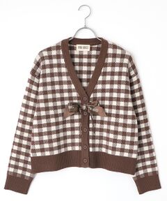 PINK HOUSE / ピンクハウス カーディガン・ボレロ | ギンガムチェックニットカーディガン