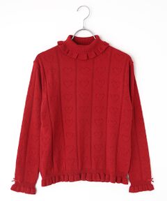 PINK HOUSE / ピンクハウス ニット・セーター | ハート透かし柄タートルニット