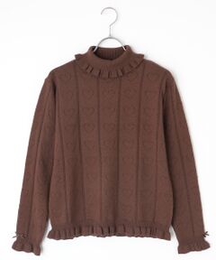 PINK HOUSE / ピンクハウス ニット・セーター | ハート透かし柄タートルニット