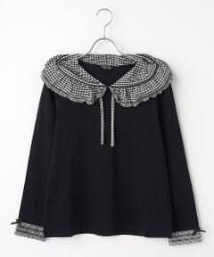 PINK HOUSE / ピンクハウス カットソー | ギンガムチェックフリル襟使いカットソー