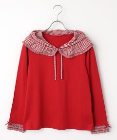 PINK HOUSE / ピンクハウス カットソー | ギンガムチェックフリル襟使いカットソー