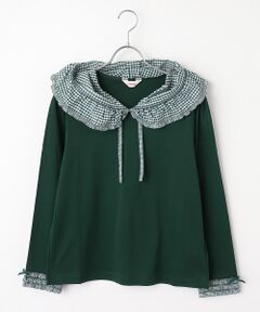 PINK HOUSE / ピンクハウス カットソー | ギンガムチェックフリル襟使いカットソー