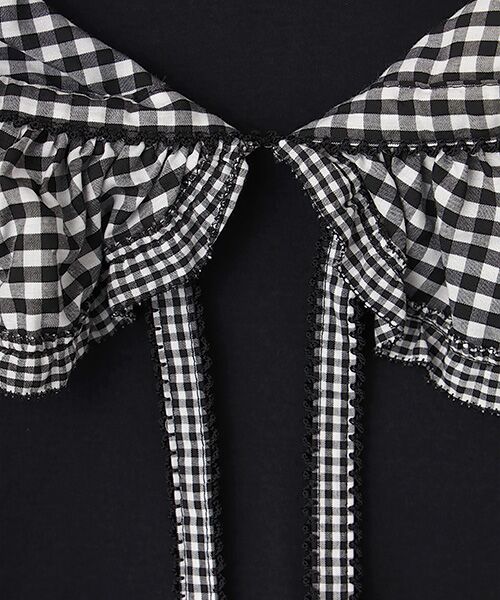 PINK HOUSE / ピンクハウス カットソー | ギンガムチェックフリル襟使いカットソー | 詳細1