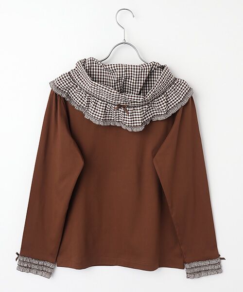 PINK HOUSE / ピンクハウス カットソー | ギンガムチェックフリル襟使いカットソー | 詳細4