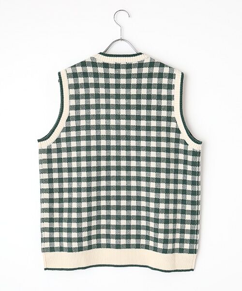 PINK HOUSE / ピンクハウス ベスト | Ｋロゴワッペン付きチェックニットベスト | 詳細3