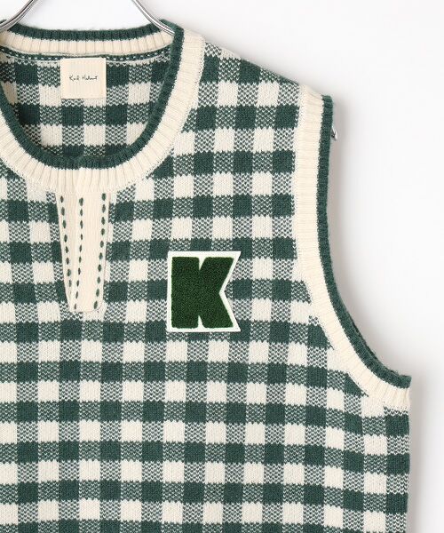 PINK HOUSE / ピンクハウス ベスト | Ｋロゴワッペン付きチェックニットベスト | 詳細4