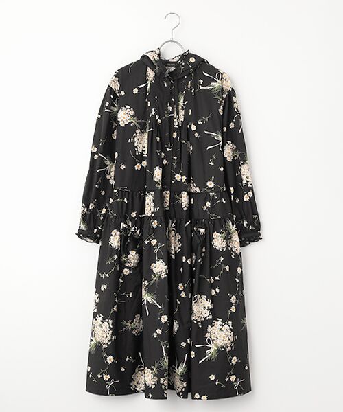 PINK HOUSE / ピンクハウス ロング・マキシ丈ワンピース | マーガレットブーケプリントミディワンピース（クロ）