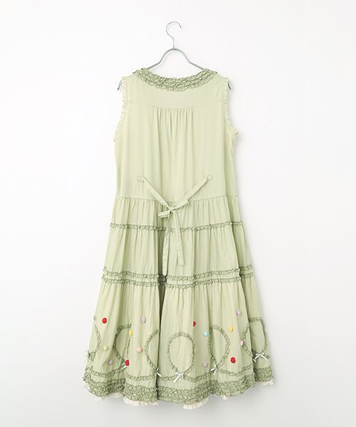 PINK HOUSE / ピンクハウス ロング・マキシ丈ワンピース | ポップルフリル使いワンピース | 詳細6