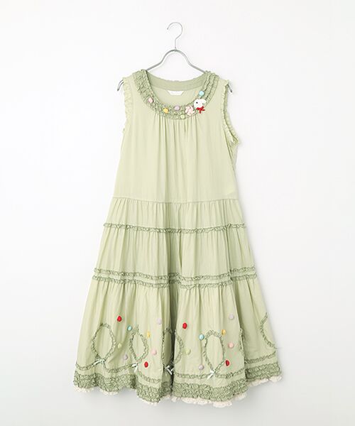 PINK HOUSE / ピンクハウス ロング・マキシ丈ワンピース | ポップルフリル使いワンピース（ハッカ）