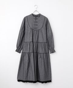 PINK HOUSE / ピンクハウス ロング・マキシ丈ワンピース | ローンフリル使いダンガリーワンピース