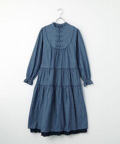 PINK HOUSE / ピンクハウス ロング・マキシ丈ワンピース | ローンフリル使いダンガリーワンピース