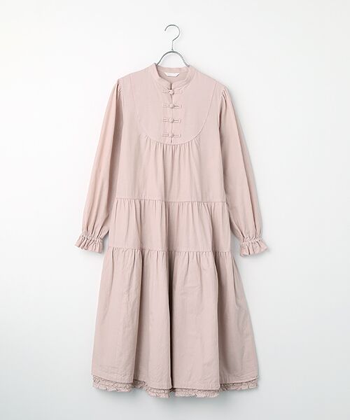 PINK HOUSE / ピンクハウス ロング・マキシ丈ワンピース | ローンフリル使いダンガリーワンピース（ピンク）