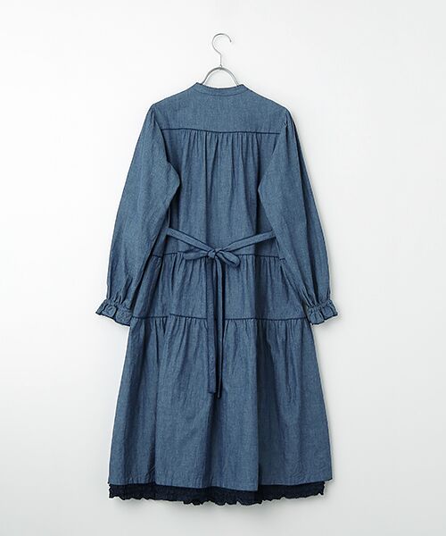 PINK HOUSE / ピンクハウス ロング・マキシ丈ワンピース | ローンフリル使いダンガリーワンピース | 詳細5