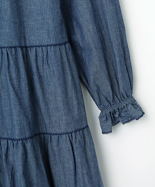 PINK HOUSE / ピンクハウス ロング・マキシ丈ワンピース | ローンフリル使いダンガリーワンピース | 詳細7