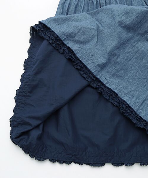 PINK HOUSE / ピンクハウス ロング・マキシ丈ワンピース | ローンフリル使いダンガリーワンピース | 詳細9