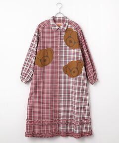 PINK HOUSE / ピンクハウス ロング・マキシ丈ワンピース | くまアップリケ使いオリジナルタータンチェックワンピース