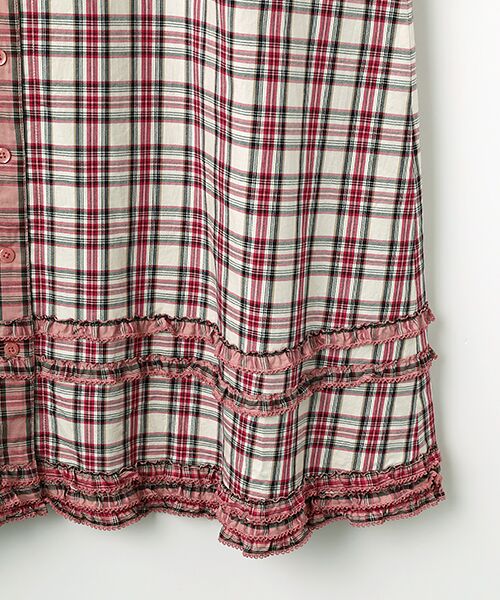 PINK HOUSE / ピンクハウス ロング・マキシ丈ワンピース | くまアップリケ使いオリジナルタータンチェックワンピース | 詳細6