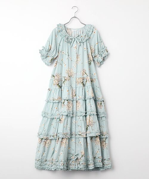 PINK HOUSE / ピンクハウス ロング・マキシ丈ワンピース | マーガレットブーケプリントワンピース（サックス）