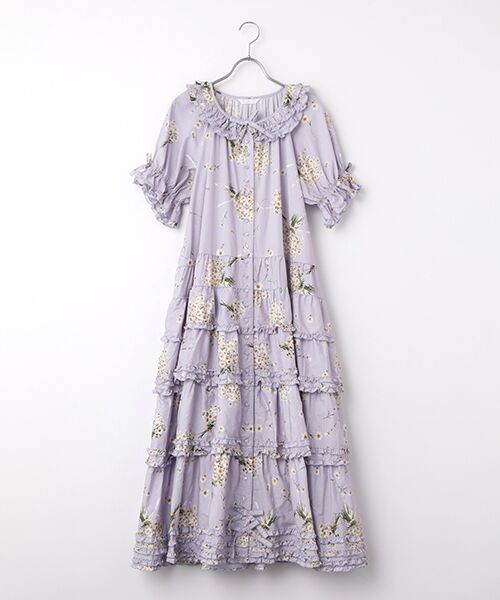 PINK HOUSE / ピンクハウス ロング・マキシ丈ワンピース | マーガレットブーケプリントワンピース（ラベンダー）