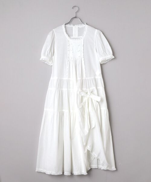 PINK HOUSE / ピンクハウス ロング・マキシ丈ワンピース | たくし上げリボン付きローンワンピース（シロ）