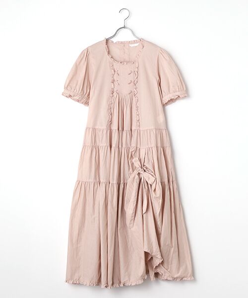 PINK HOUSE / ピンクハウス ロング・マキシ丈ワンピース | たくし上げリボン付きローンワンピース（ピンク）