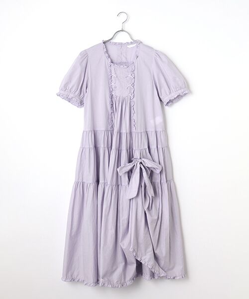 PINK HOUSE / ピンクハウス ロング・マキシ丈ワンピース | たくし上げリボン付きローンワンピース（ラベンダー）