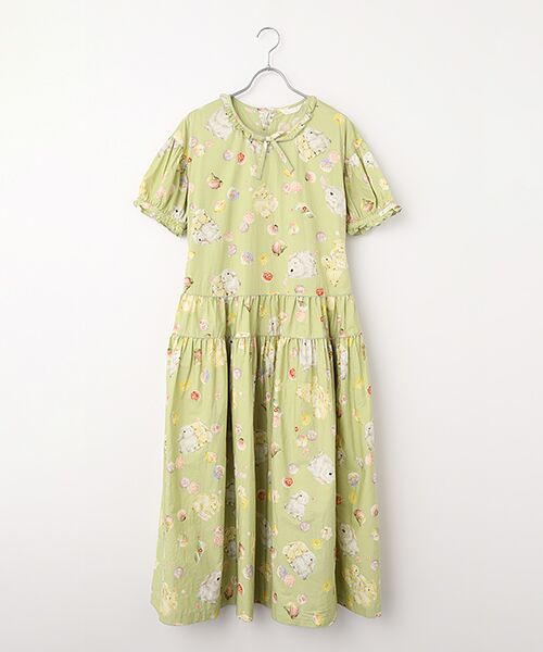 PINK HOUSE / ピンクハウス ロング・マキシ丈ワンピース | 幸見うさぎプリントティアードワンピース（ハッカ）