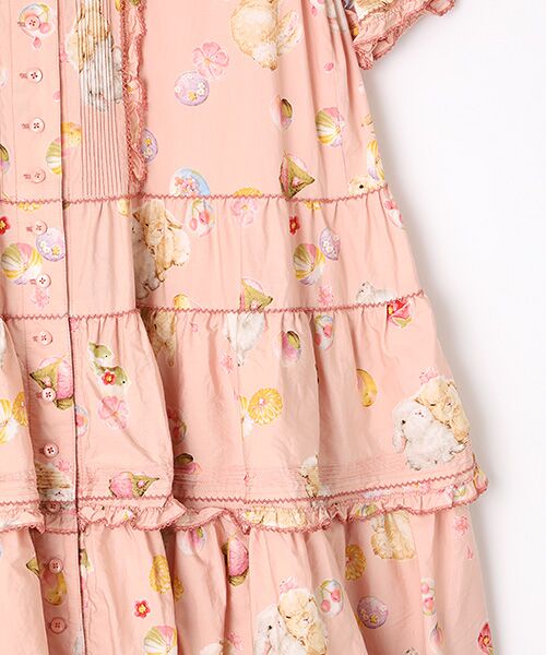 PINK HOUSE / ピンクハウス ロング・マキシ丈ワンピース | 幸見うさぎプリントフリルワンピース | 詳細4