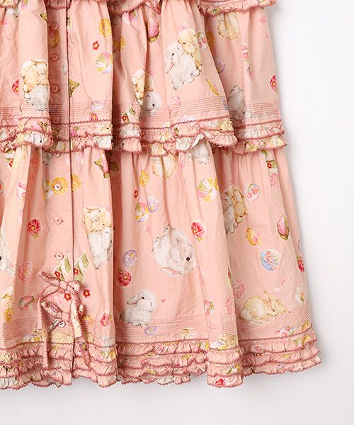 PINK HOUSE / ピンクハウス ロング・マキシ丈ワンピース | 幸見うさぎプリントフリルワンピース | 詳細5