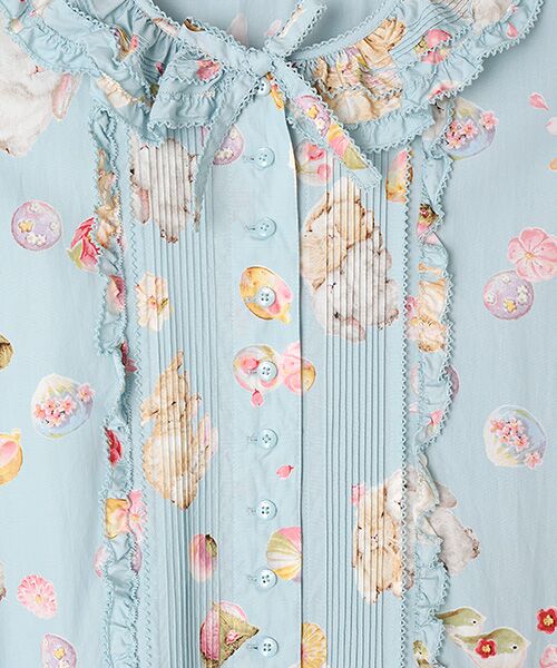 PINK HOUSE / ピンクハウス ロング・マキシ丈ワンピース | 幸見うさぎプリントフリルワンピース | 詳細7