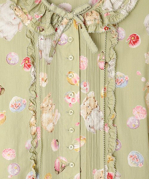 PINK HOUSE / ピンクハウス ロング・マキシ丈ワンピース | 幸見うさぎプリントフリルワンピース | 詳細8