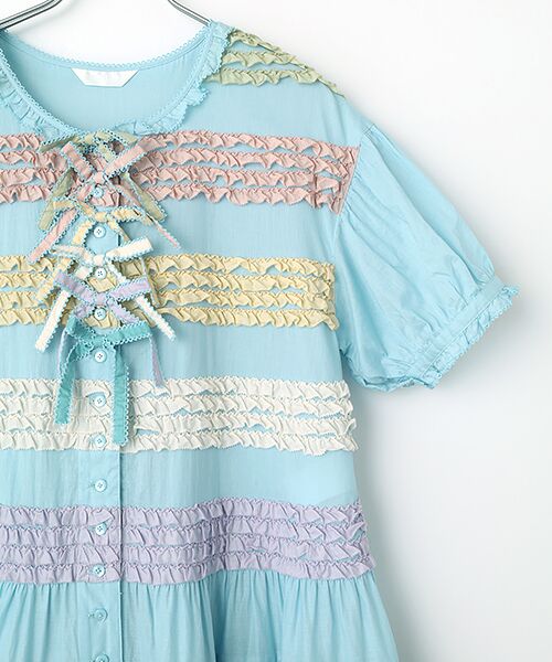 PINK HOUSE / ピンクハウス ロング・マキシ丈ワンピース | フリル使いローンワンピース | 詳細6