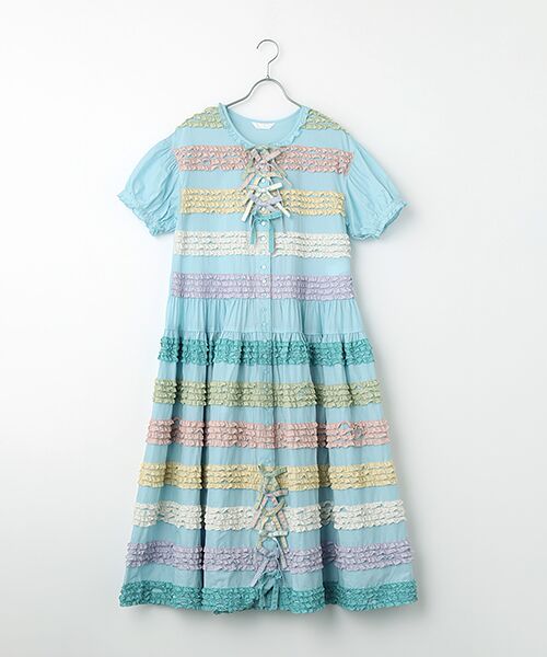 PINK HOUSE / ピンクハウス ロング・マキシ丈ワンピース | フリル使いローンワンピース（ソライロ）