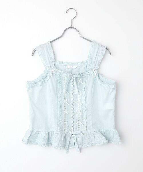 PINK HOUSE / ピンクハウス シャツ・ブラウス | フリル使いローンキャミソールブラウス（サックス）