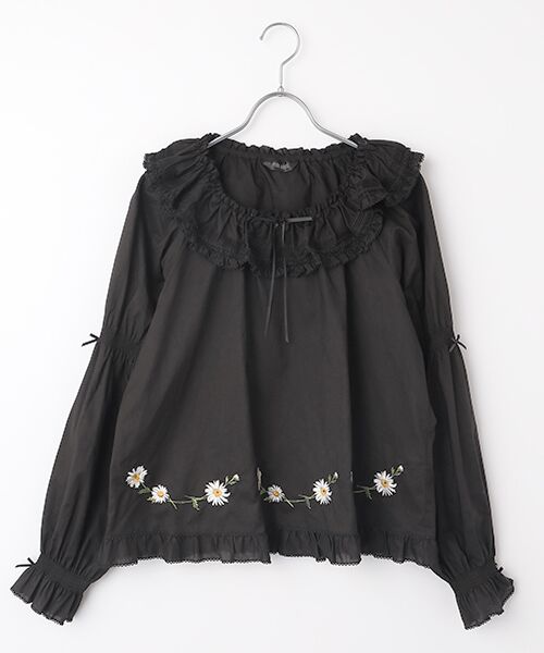 PINK HOUSE / ピンクハウス シャツ・ブラウス | マーガレット刺繍使いローンブラウス（クロ）